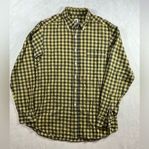 Lorenzini Made in Italy Size Large Green Gingham Cotton Twill Designer Shirt C21